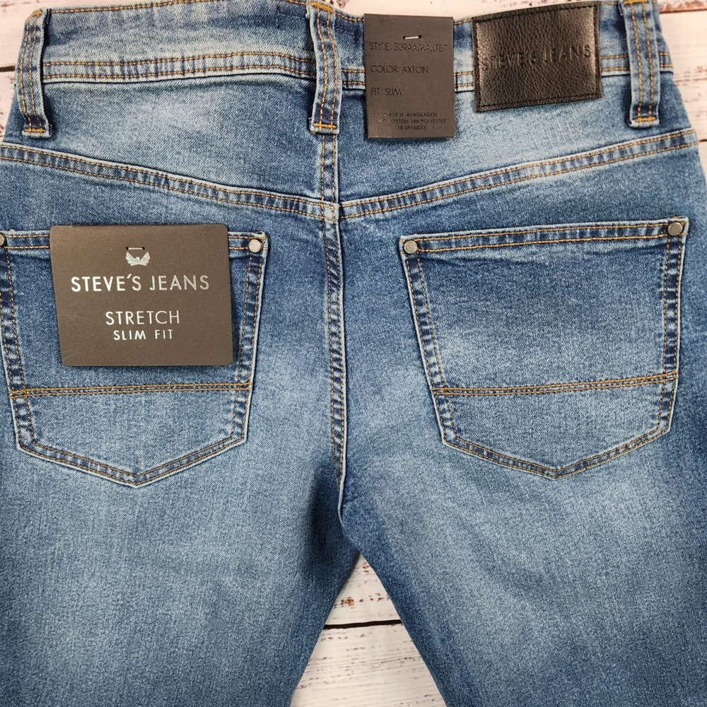Steve's Jeans Tully Stretch Slim Fit 28x30 Axton Blue Medium Wash 42MWXPT NWT - Picture 5 of 11